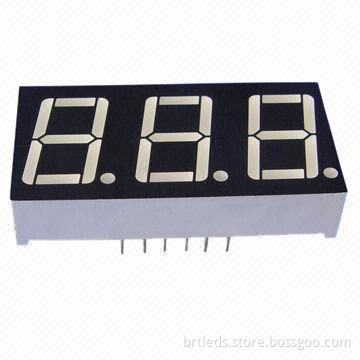 7 Segment LED Display, 0.56-inch Red Color Three Digits, Common Anode, White Segment and Black Face